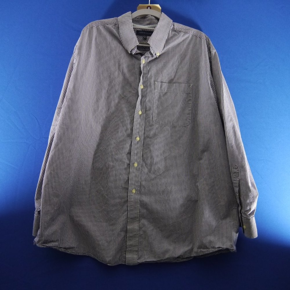Tommy Hilfiger Long Sleeve 100% Cotton Black & White Check Button Down Shirt XL